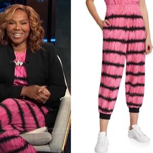 ALICE + OLIVIA WOMENS MALIBU TIE DYE JOGGERS SWEATPANTS BLACK PINK SIZE MEDIUM